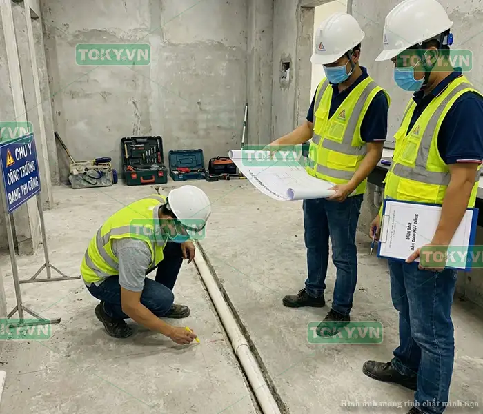 Quy trình 3 bước bàn giao mặt bằng chuẩn giữa Thầu tổng, MEP và Đội vách ngăn