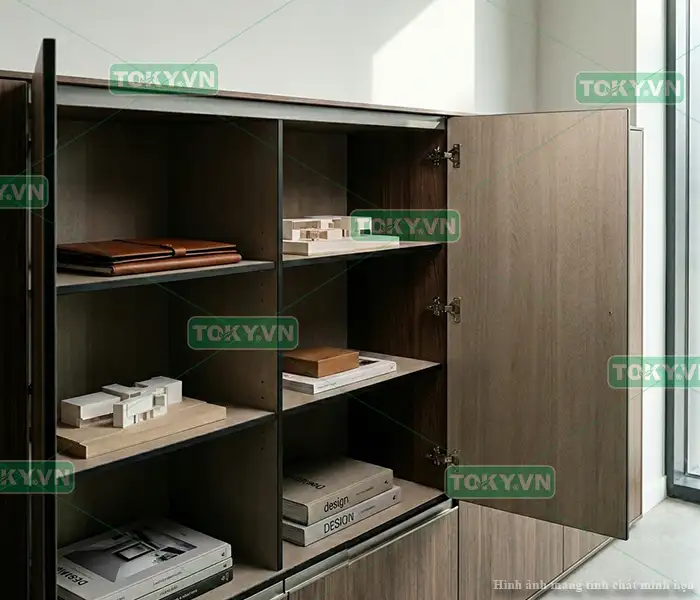 Mẹo tái sử dụng tấm compact hpl thừa sau thi công tối ưu chi phí 3 Tấm Compact HPL thừa làm hệ đợt chia ngăn, kệ tủ locker