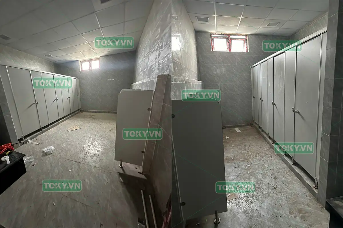 TOKY bàn giao 1300m2 thi công vách ngăn vệ sinh compact tại nhà máy HDK Quảng Ninh