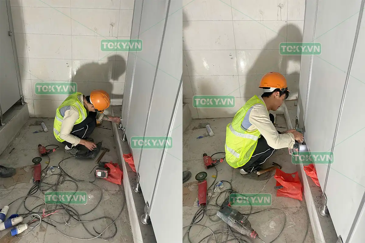 TOKY hoàn thiện 350m2 thi công vách ngăn vệ sinh cho công ty Intercontinental tại Bắc Giang