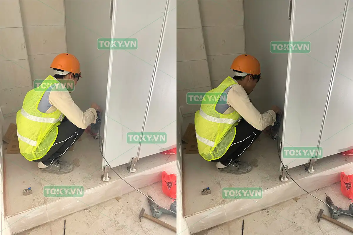 TOKY hoàn thiện 350m2 thi công vách ngăn vệ sinh cho công ty Intercontinental tại Bắc Giang