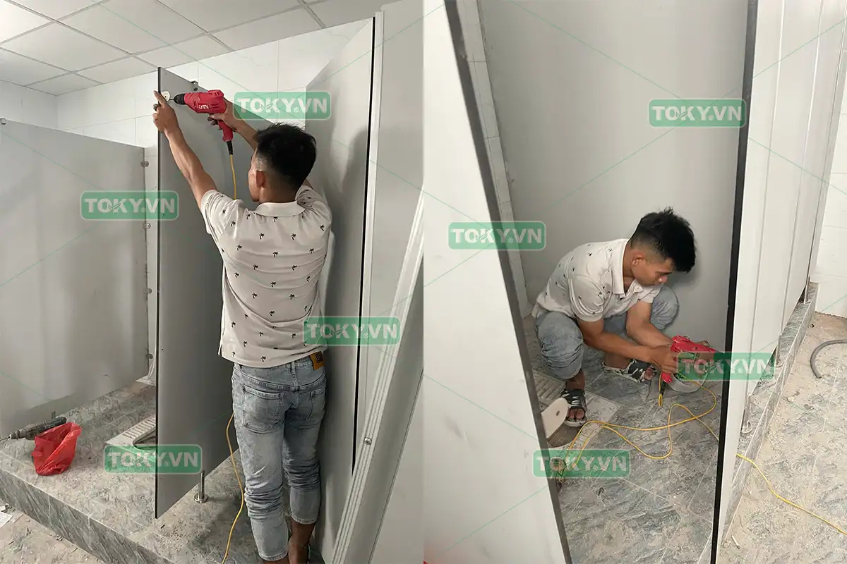 Toky bàn giao 120m2 thi công vách ngăn vệ sinh compact tại nhà máy MAYA Hải Phòng