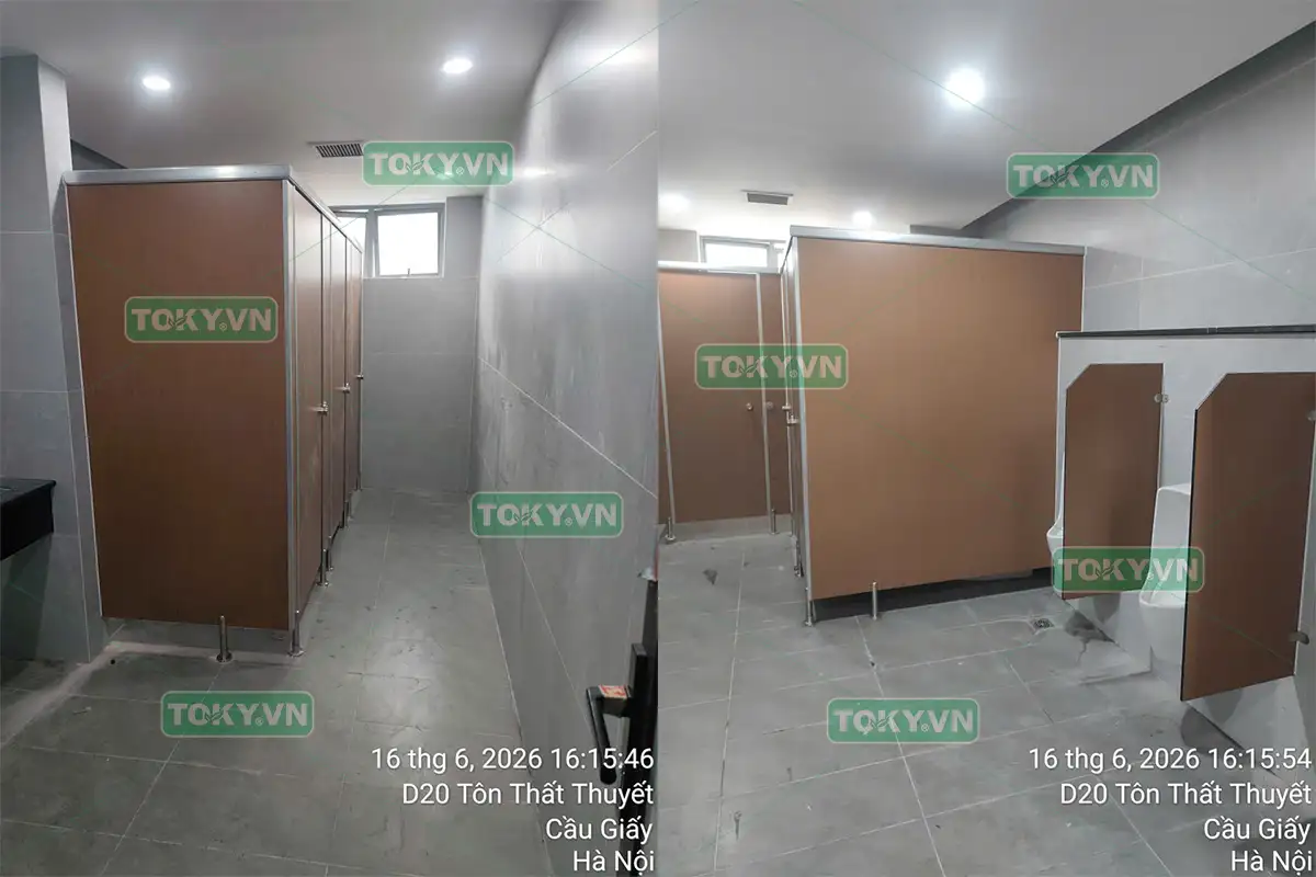 Toky hoàn thiện 100m2 thi công vách ngăn vệ sinh đợt 1 tại trụ sở cục đường bộ Việt Nam