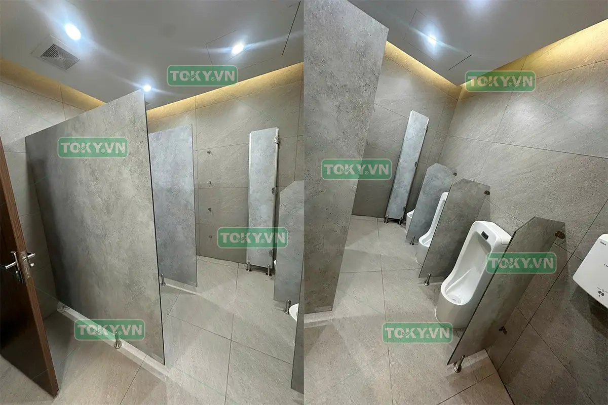 Toky thi công vách ngăn vệ sinh đợt 2 tại Tòa nhà Golden Place