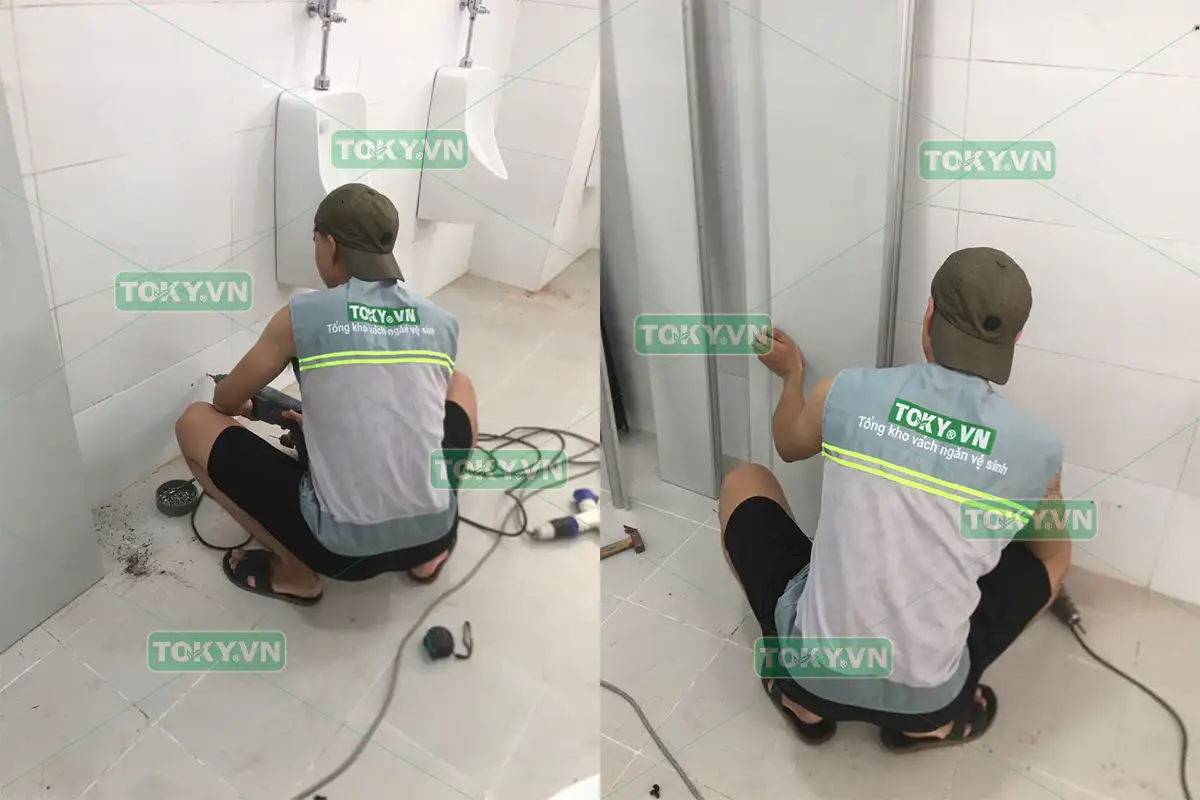 Toky thi công vách ngăn vệ sinh compact tòa án quân sự khu vực quân khu 3