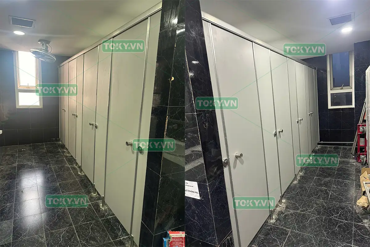 Toky hoàn thành 50m2 thi công vách ngăn vệ sinh tòa nhà Hancorp
