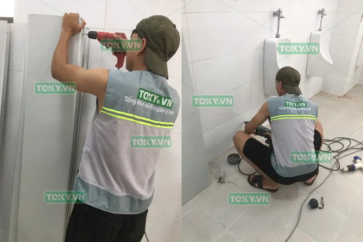 Toky thi công vách ngăn vệ sinh compact tòa án quân sự khu vực quân khu 3
