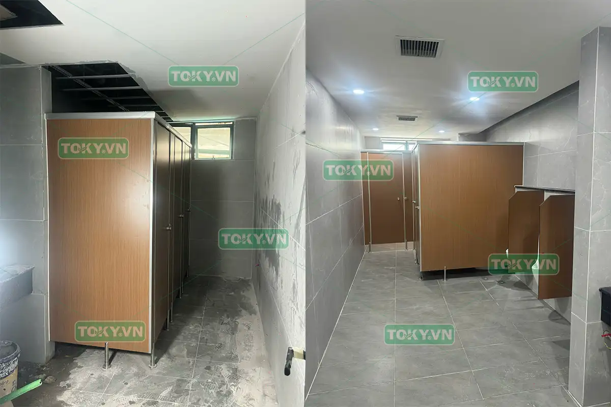 Toky hoàn thành 80m2 thi công vách ngăn vệ sinh đợt 2 trụ sở cục đường bộ Việt Nam