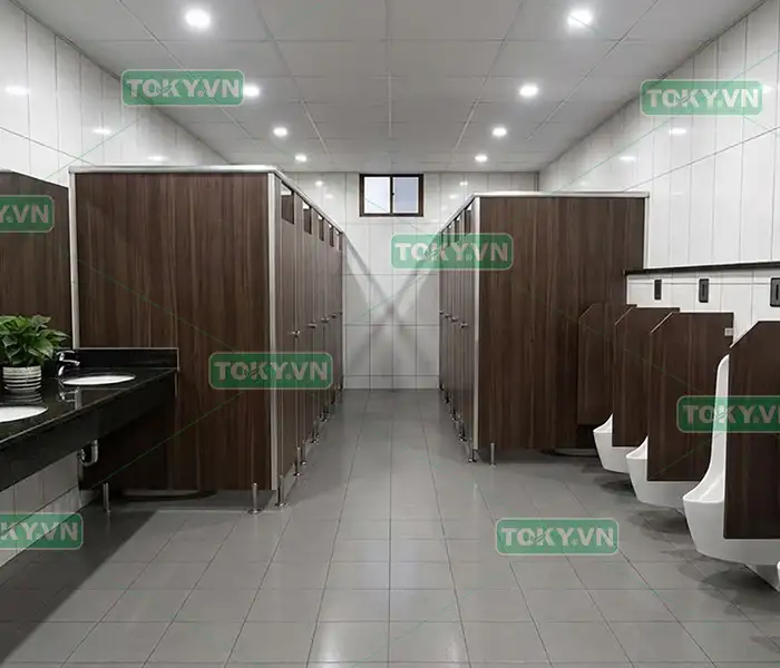 Thi công tấm compact màu vân gỗ - xu hướng cho không gian wc sang trọng 3 Quy trình kỹ thuật khi thi công tấm compact màu vân gỗ tại công trường