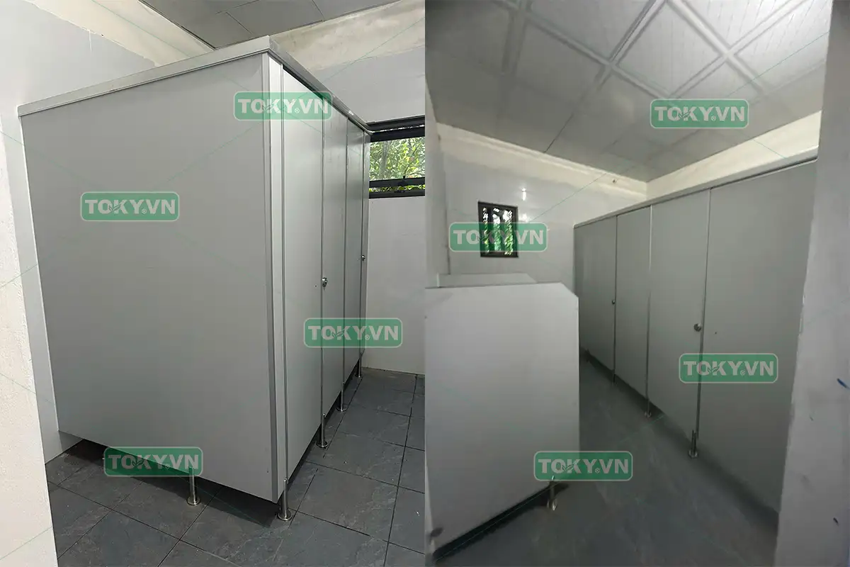 Toky hoàn thành 70m2 thi công vách ngăn vệ sinh tại cây xăng dầu tam tiến 1