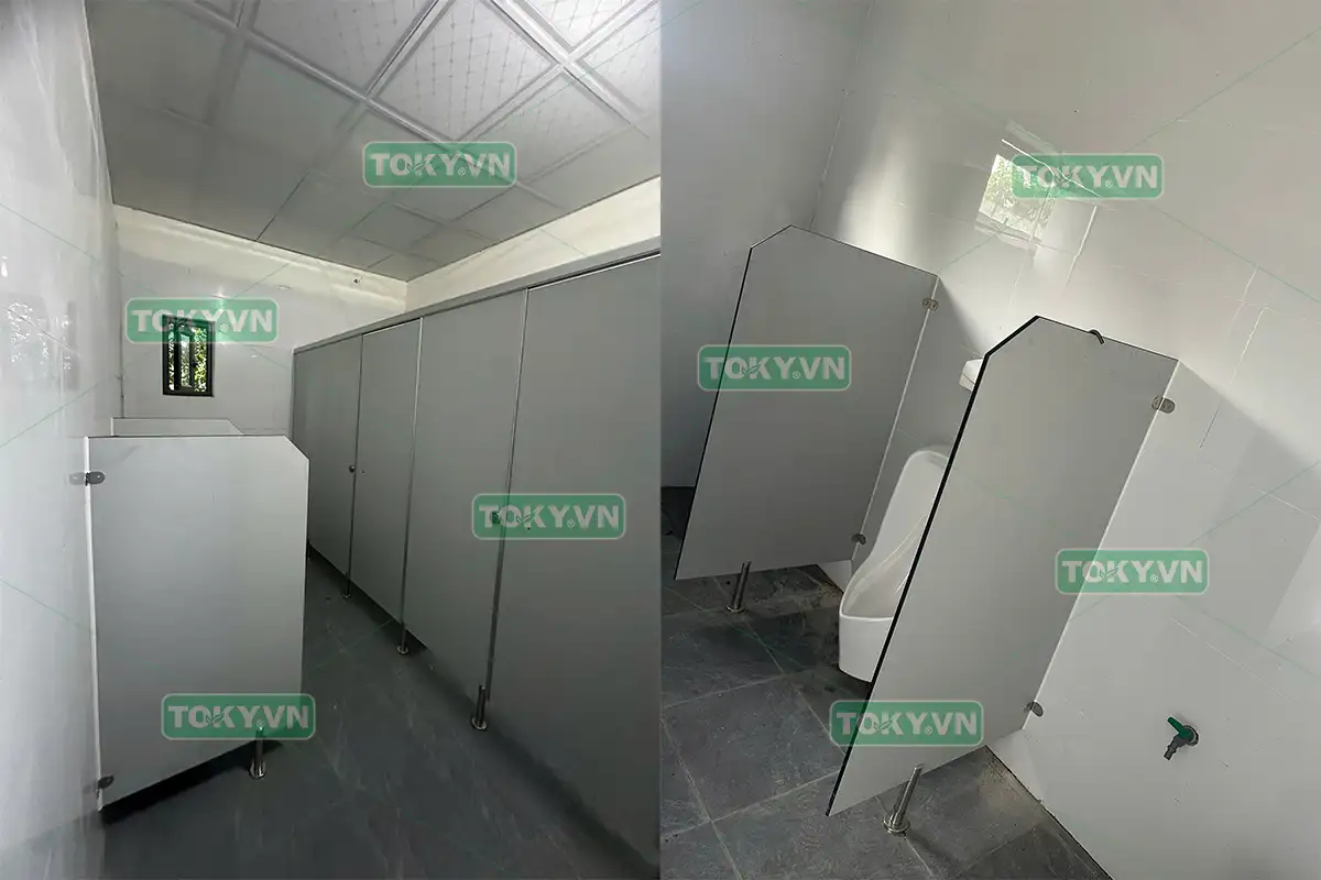 Toky hoàn thành 70m2 thi công vách ngăn vệ sinh tại cây xăng dầu tam tiến 1