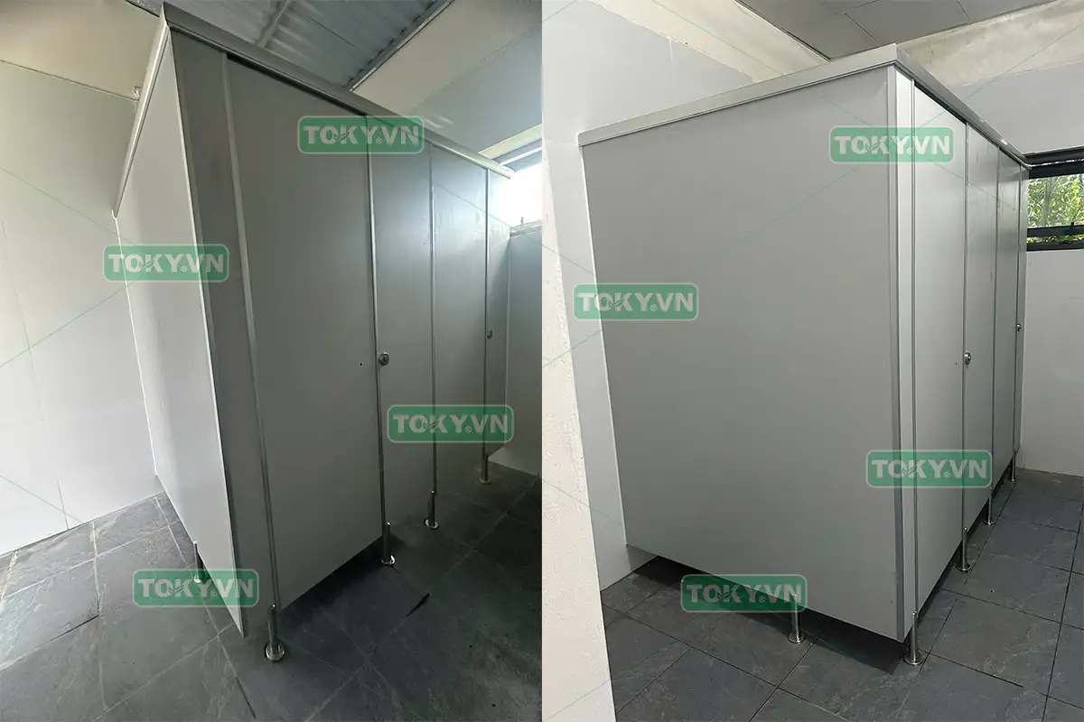Toky hoàn thành 70m2 thi công vách ngăn vệ sinh tại cây xăng dầu tam tiến 1