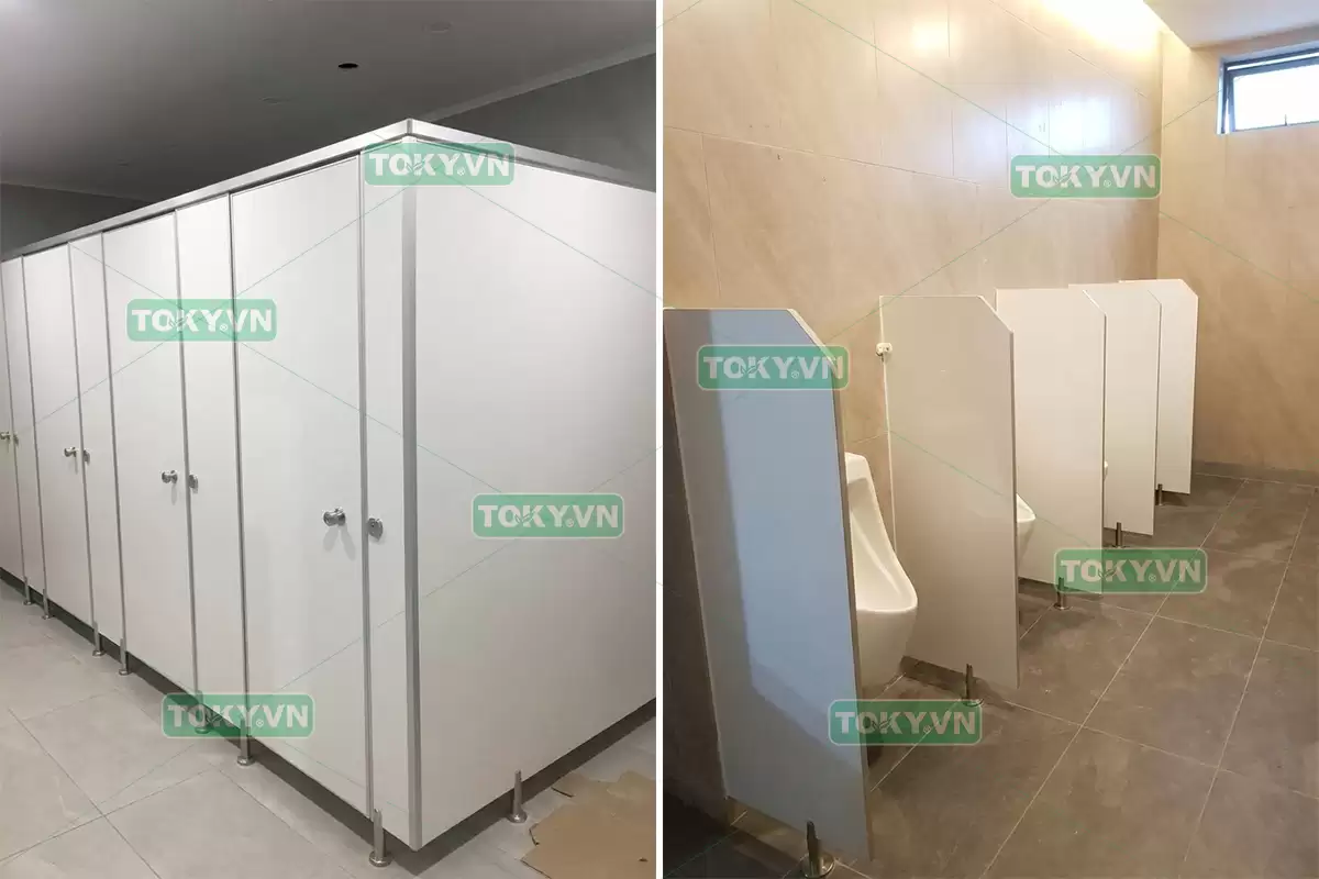 Toky thi công 50m2 vách ngăn vệ sinh compact tại công ty Thái Hưng E&C