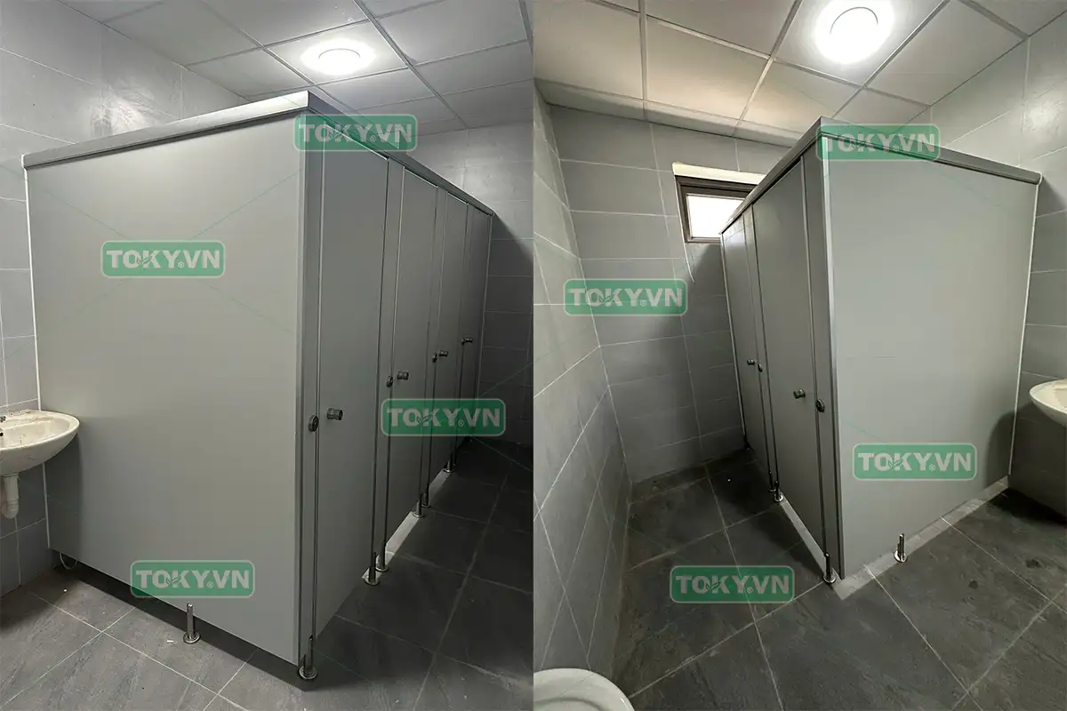 Toky hoàn thành 100m2 thi công vách ngăn vệ sinh tại trường phổ thông Quốc tế