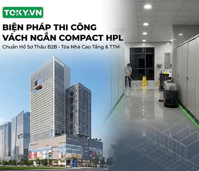 Biện pháp thi công vách ngăn vệ sinh compact cho tòa nhà cao tầng và tttm