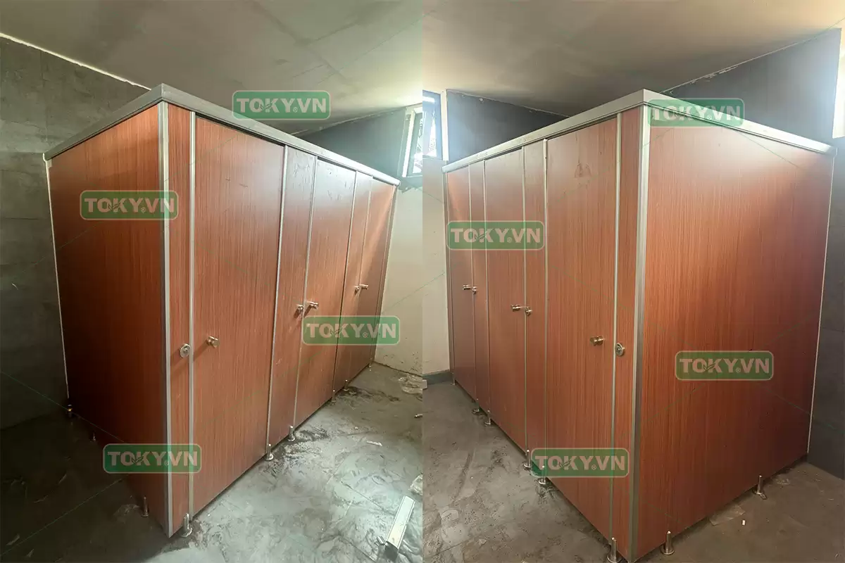 Toky thi công 50m2 vách ngăn vệ sinh compact tại tòa văn phòng KĐT Nam An Khánh