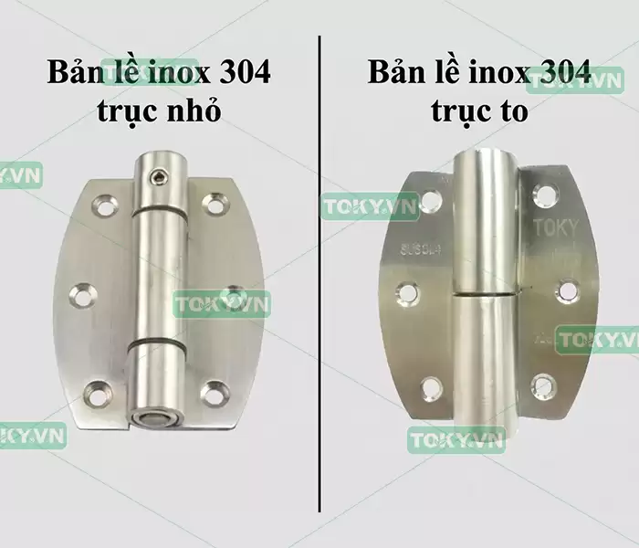 So sánh bản lề inox 304 trục to và trục nhỏ vách ngăn vệ sinh
