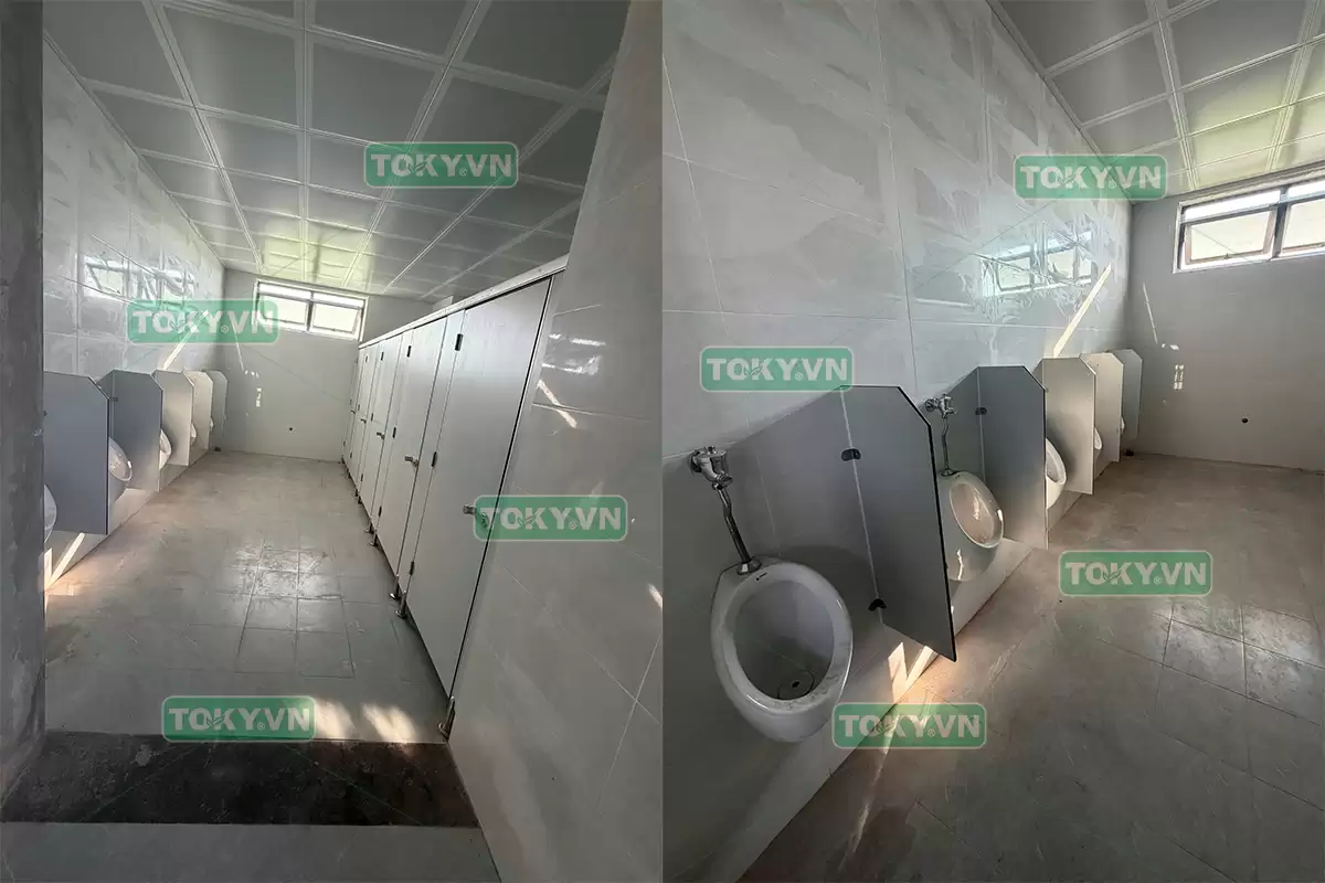 Toky thi công vách ngăn vệ sinh compact HPL cho công ty Công Nghệ Việt