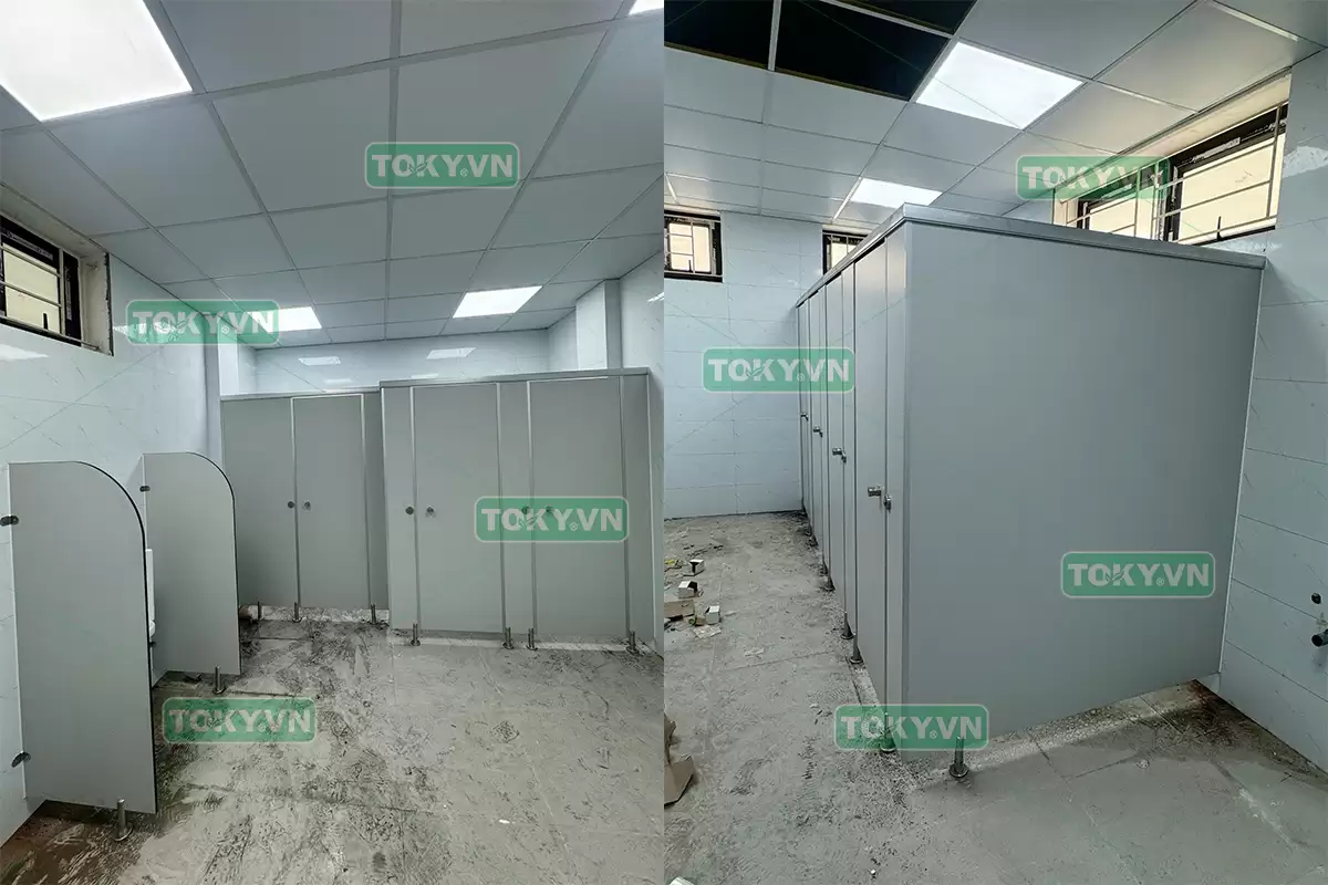Toky thi công vách ngăn vệ sinh compact tại cục hải quan ninh bình
