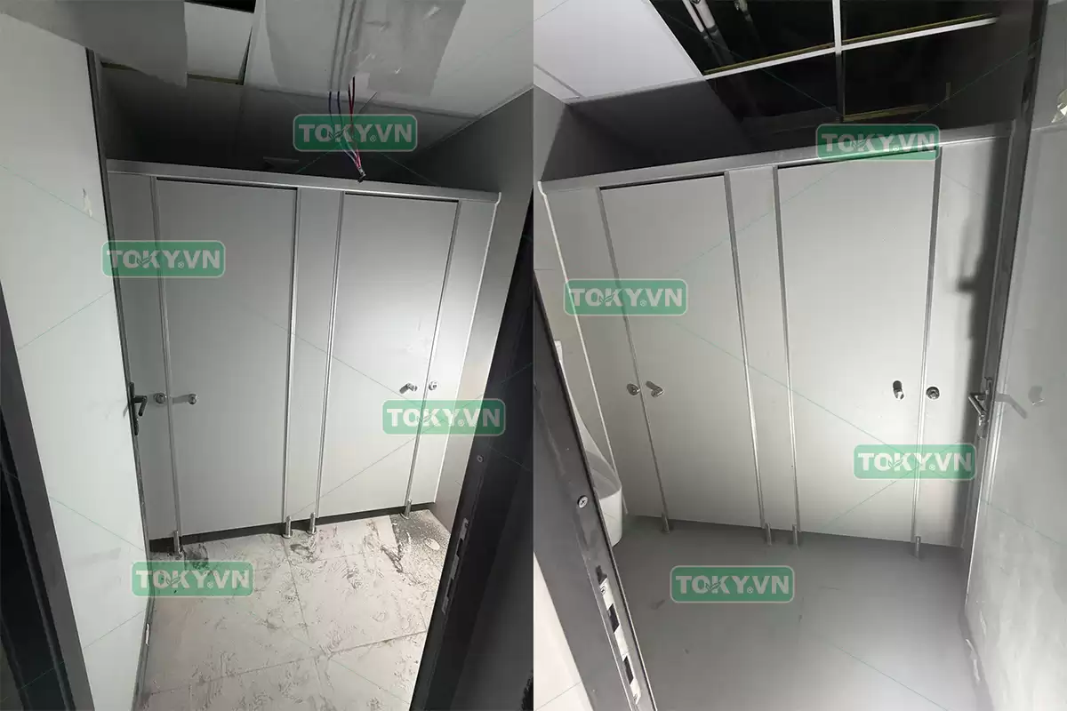 Toky thi công vách ngăn vệ sinh compact tại khu nhà ở Văn Phú