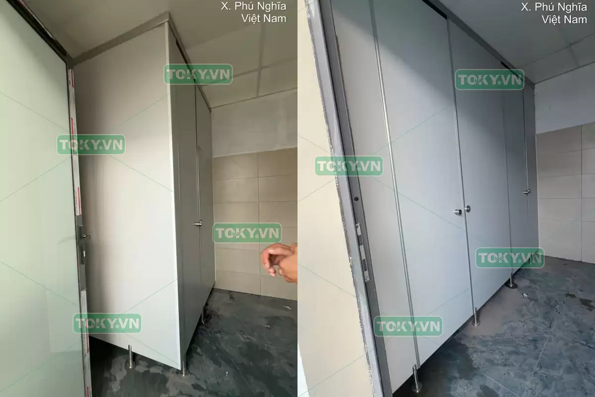 Toky thi công 250m2 vách ngăn vệ sinh compact tại Kyodo Hà Nội