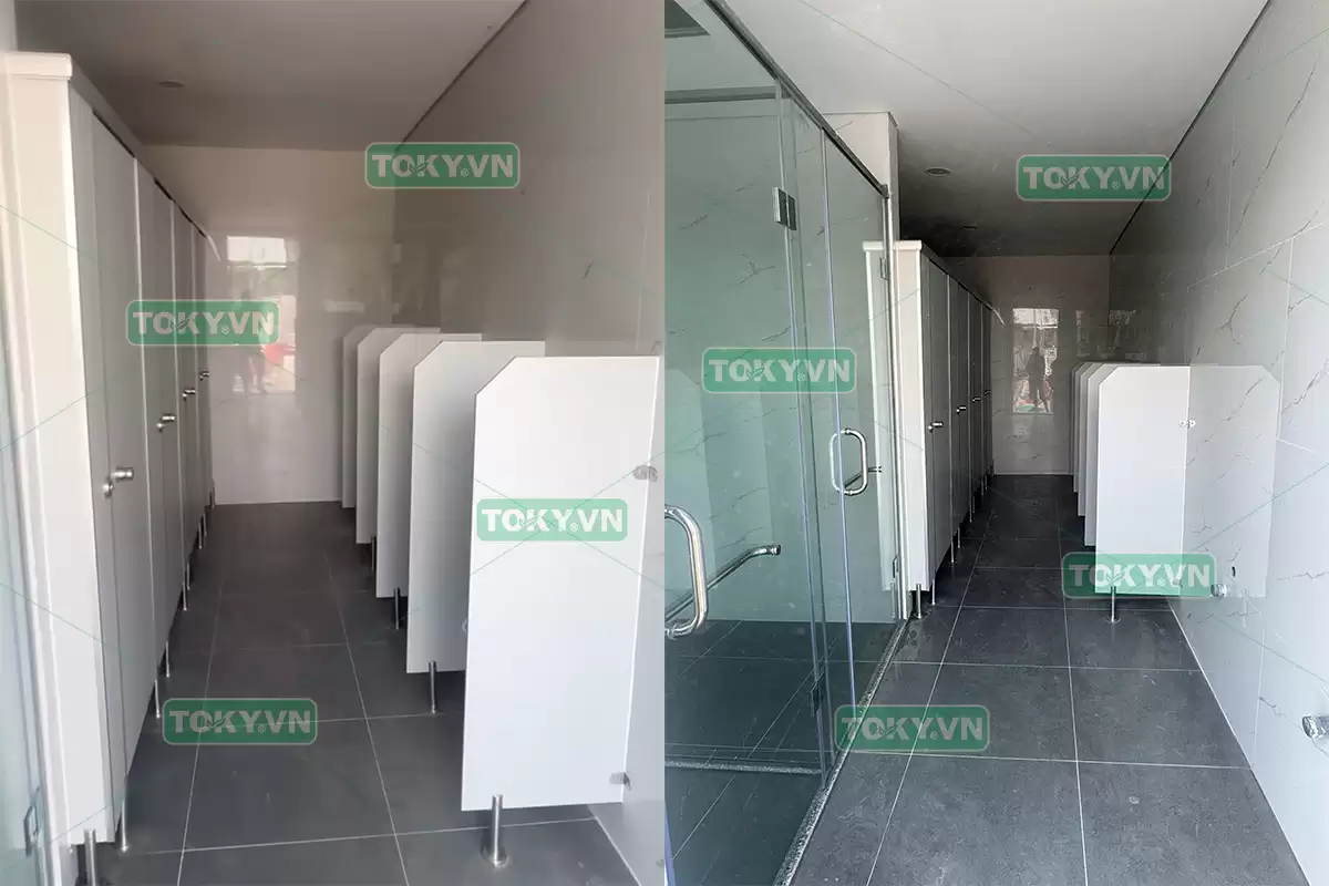 Toky thi công vách ngăn vệ sinh tại bến xe Yên Sở